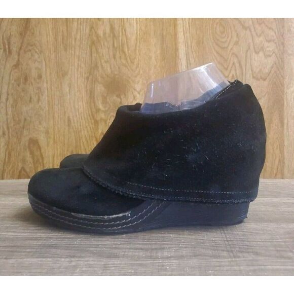 Dr Scholls Cuffed Ankle Boots Wedge Zipper Womens Size 10 - Picture 3 of 12